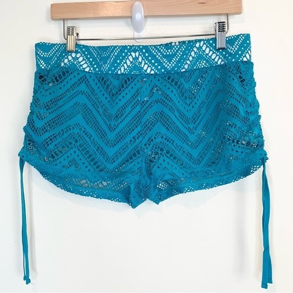 Y2K Mesh Festival Swim Cover Up Beach Shorts Medium - Picture 1 of 6